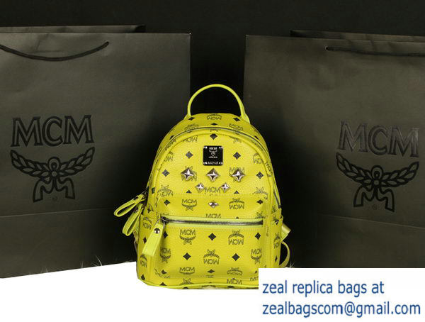 High Quality Replica MCM Stark Backpack Medium in Calf Leather 8003 Lemon